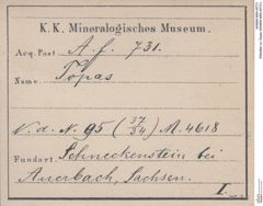 Etiketten zu Topas (NHMW-MIN-Af731)